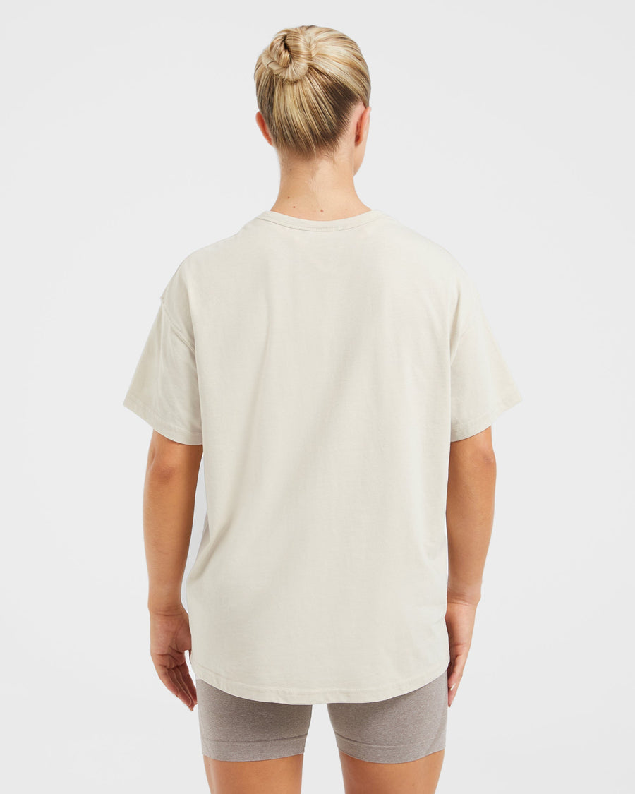 Varsity Oversized T Shirt - Beige