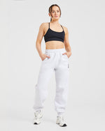 Varsity Embroidered Oversized Joggers - Heather Grey