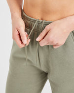 Varsity Embroidered Oversized Straight Leg Joggers - Muted Olive