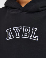 Varsity Embroidered Oversized Hoodie - Black