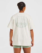 Mind Over Matter Oversized T Shirt - Beige/Vert