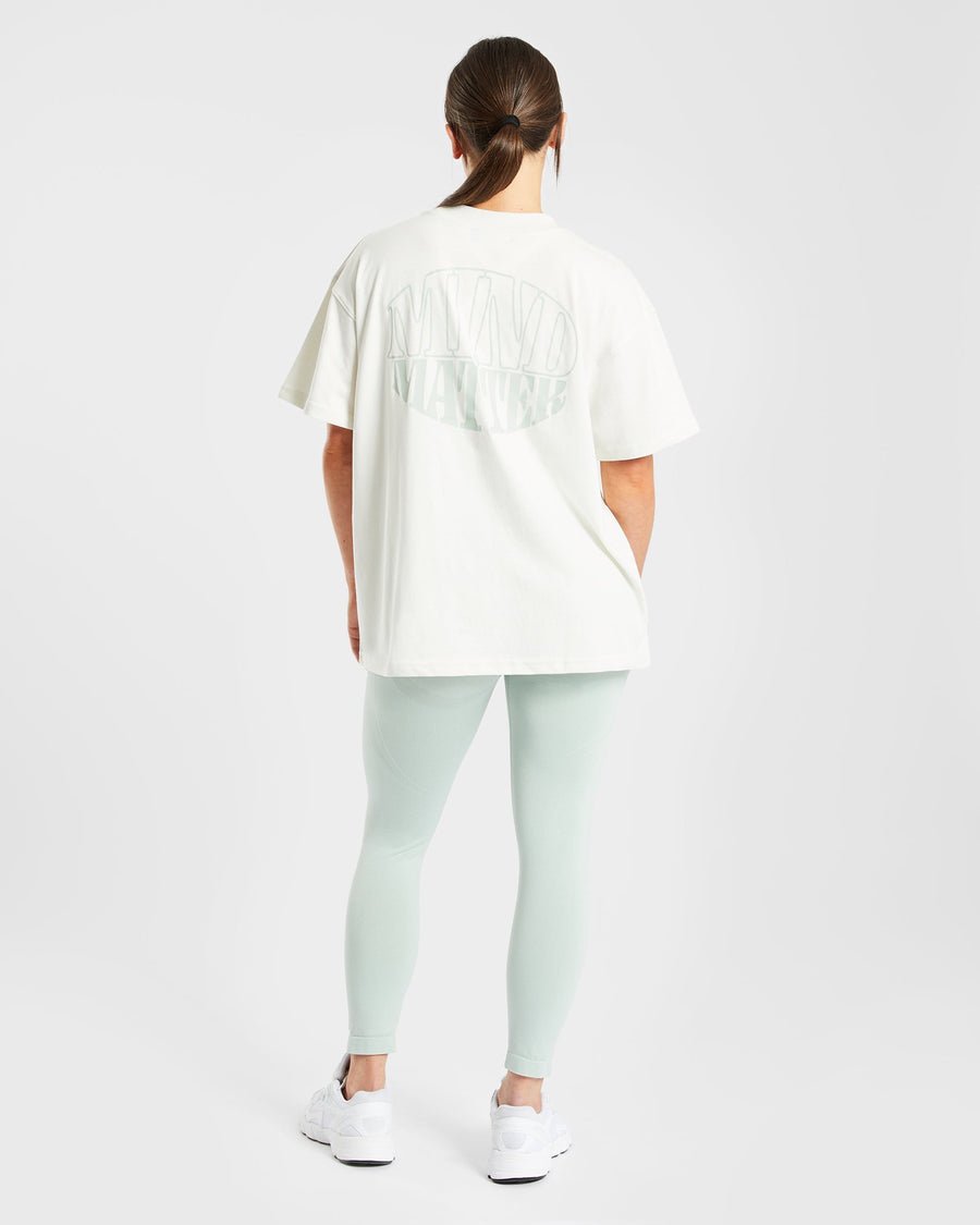 Mind Over Matter Oversized T Shirt - Beige/Vert