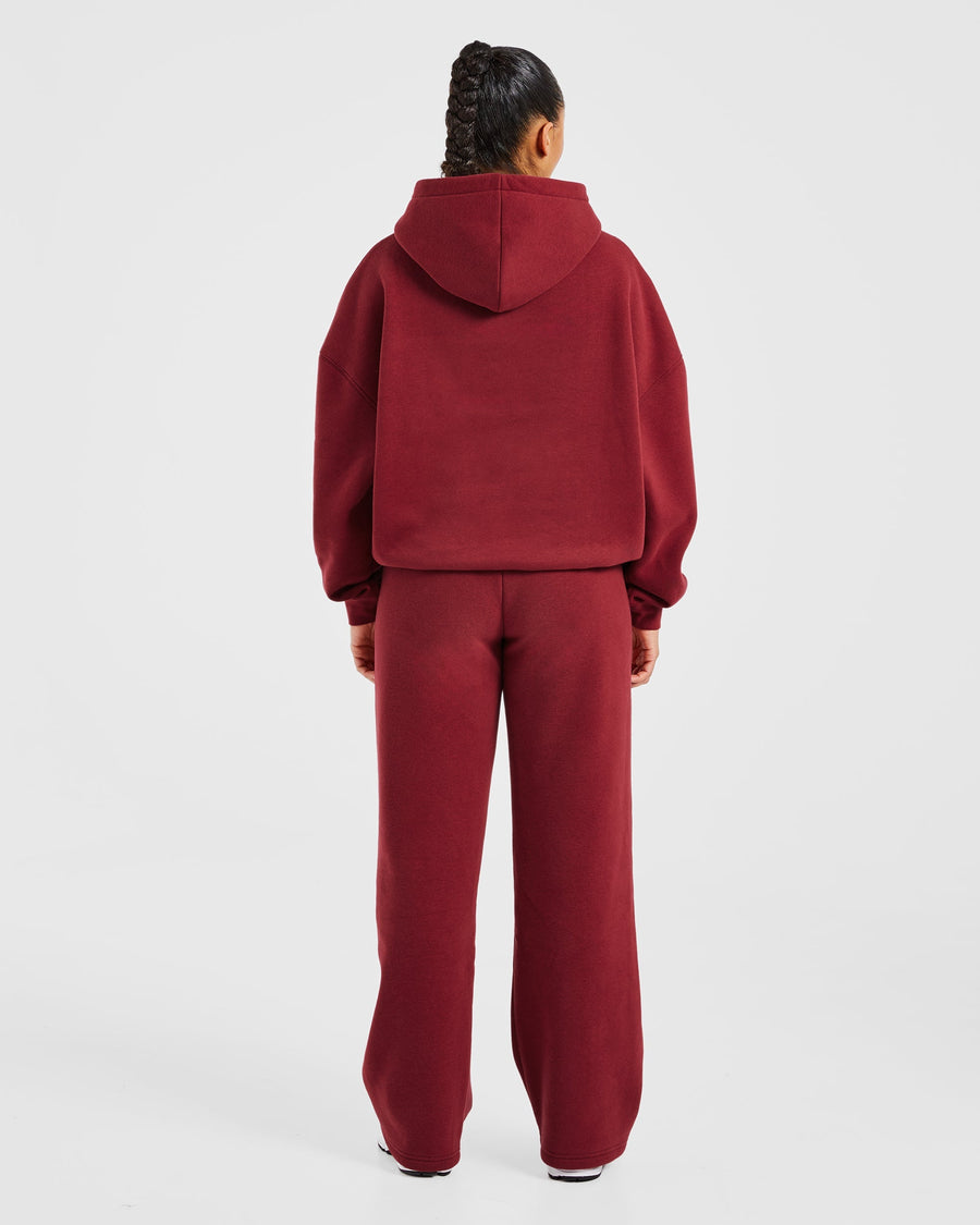Varsity Embroidered Oversized Hoodie - Burgundy
