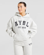 Varsity Graphic Oversized Hoodie - Gris Marl