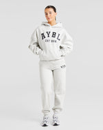 Varsity Graphic Oversized Hoodie - Gris Marl