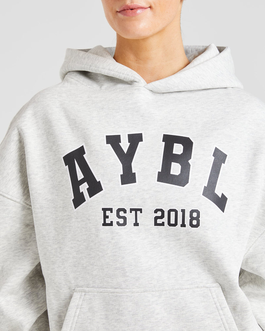 Varsity Graphic Oversized Hoodie - Gris Marl