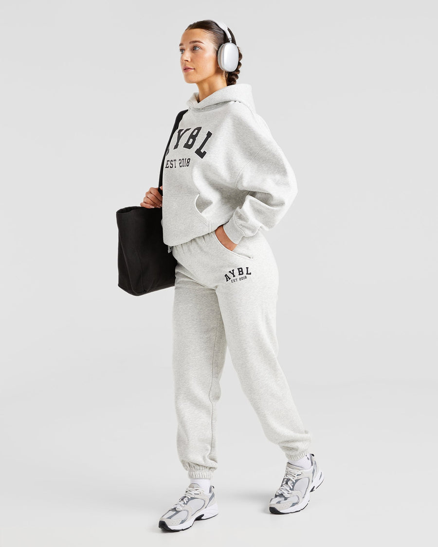 Varsity Graphic Oversized Hoodie - Gris Marl