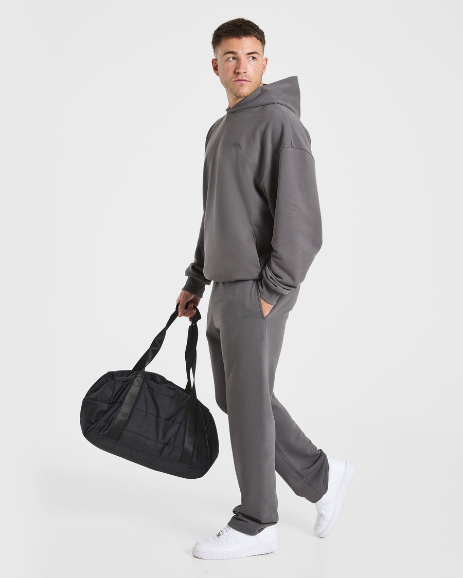 Essential Oversized Graphic Hoodie - Charcoal