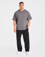 Strength Division Oversized T Shirt - Charcoal/Rouge