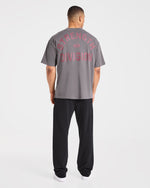 Strength Division Oversized T Shirt - Charcoal/Rouge