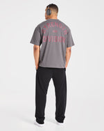 Strength Division Oversized T Shirt - Charcoal/Rouge