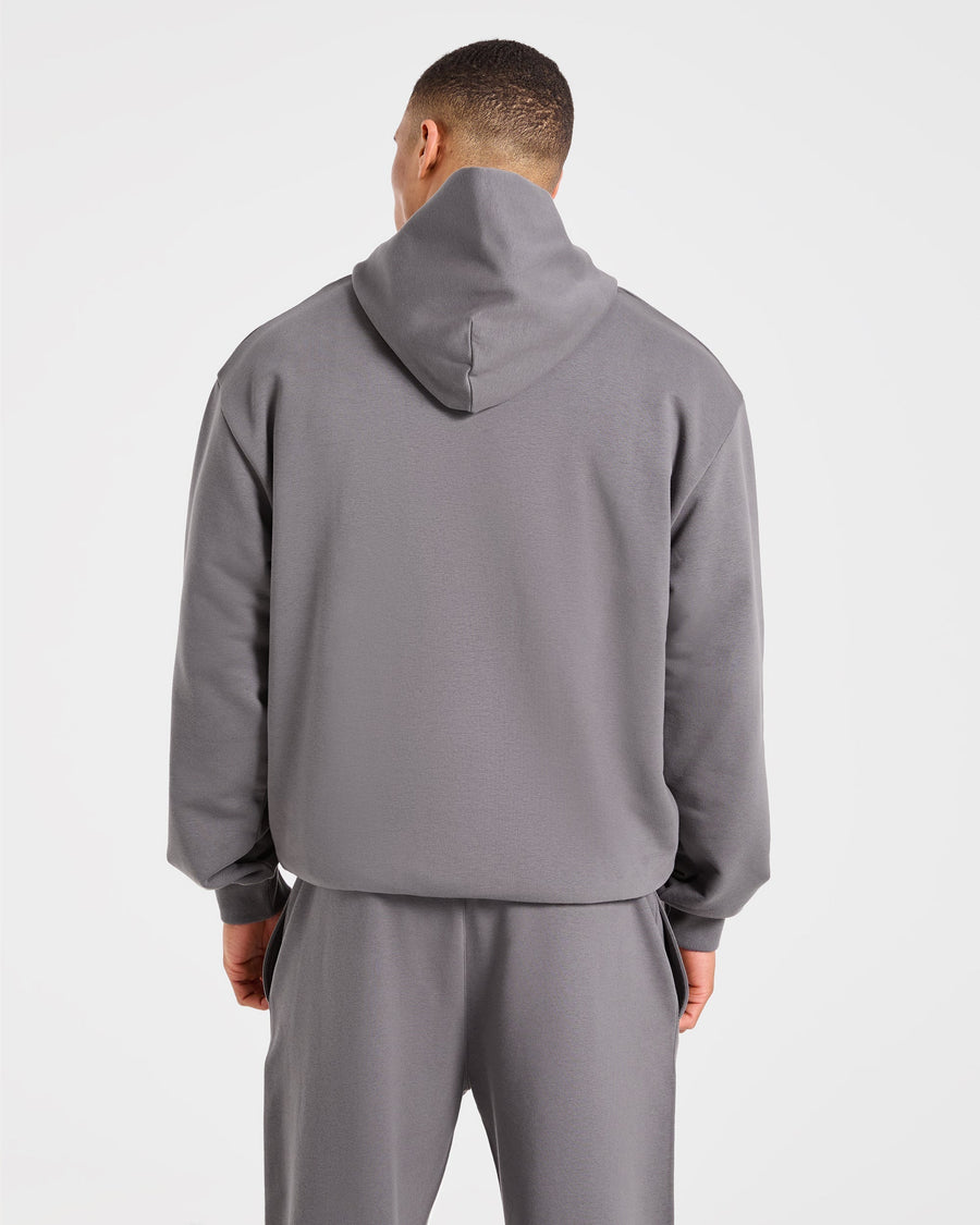 Strength Division Oversized Hoodie - Charcoal/Rouge