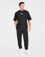 Heavy Lifting Gothic Oversized T Shirt - Noir/Off Blanc
