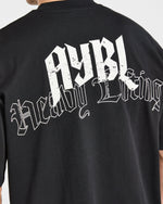 Heavy Lifting Gothic Oversized T Shirt - Noir/Off Blanc
