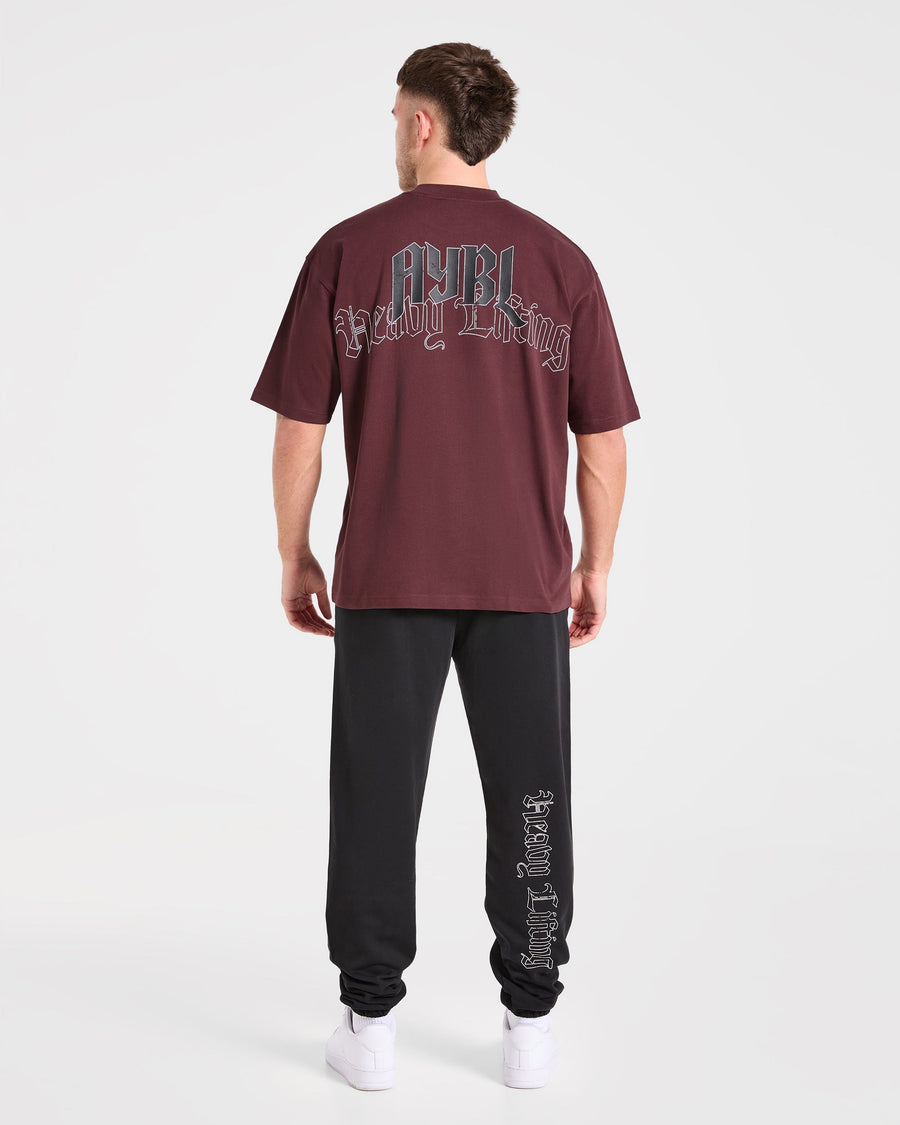 Heavy Lifting Gothic Oversized T Shirt - Dusty Plum/Noir