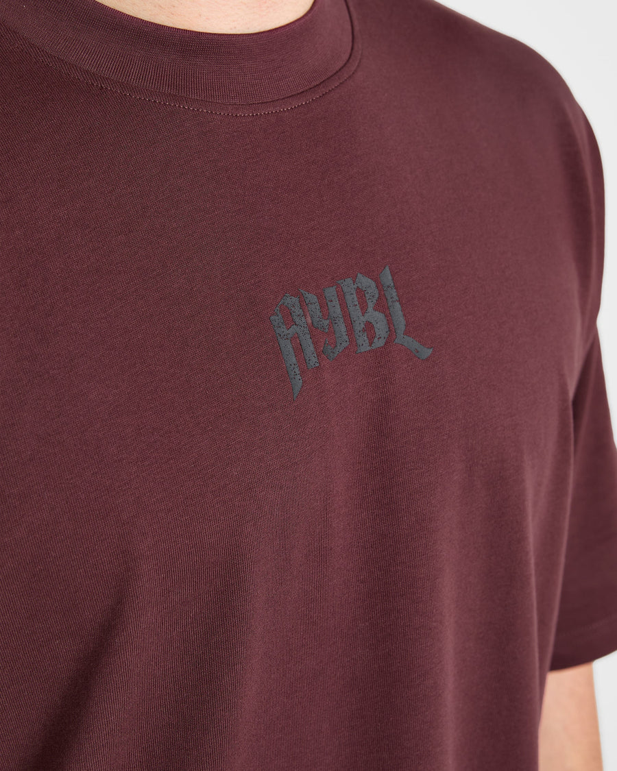 Heavy Lifting Gothic Oversized T Shirt - Dusty Plum/Noir