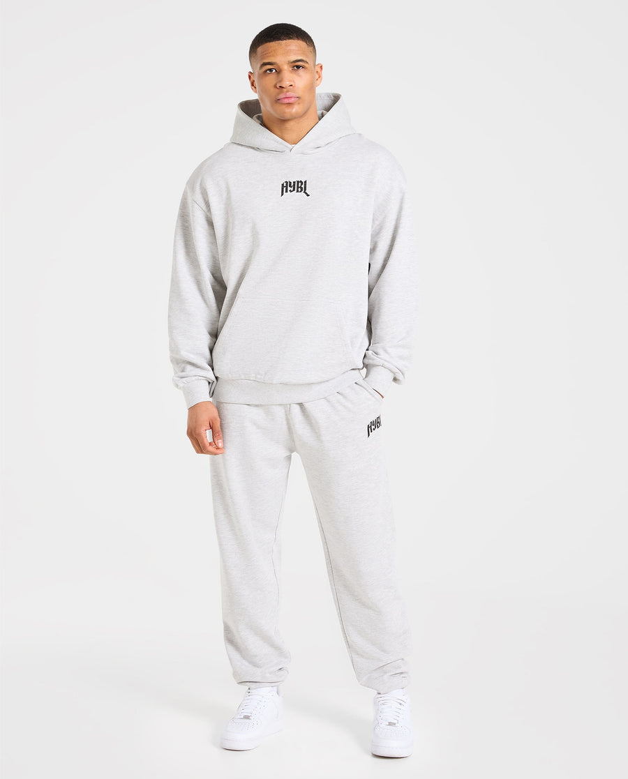 Heavy Lifting Gothic Oversized Hoodie - Gris Marl
