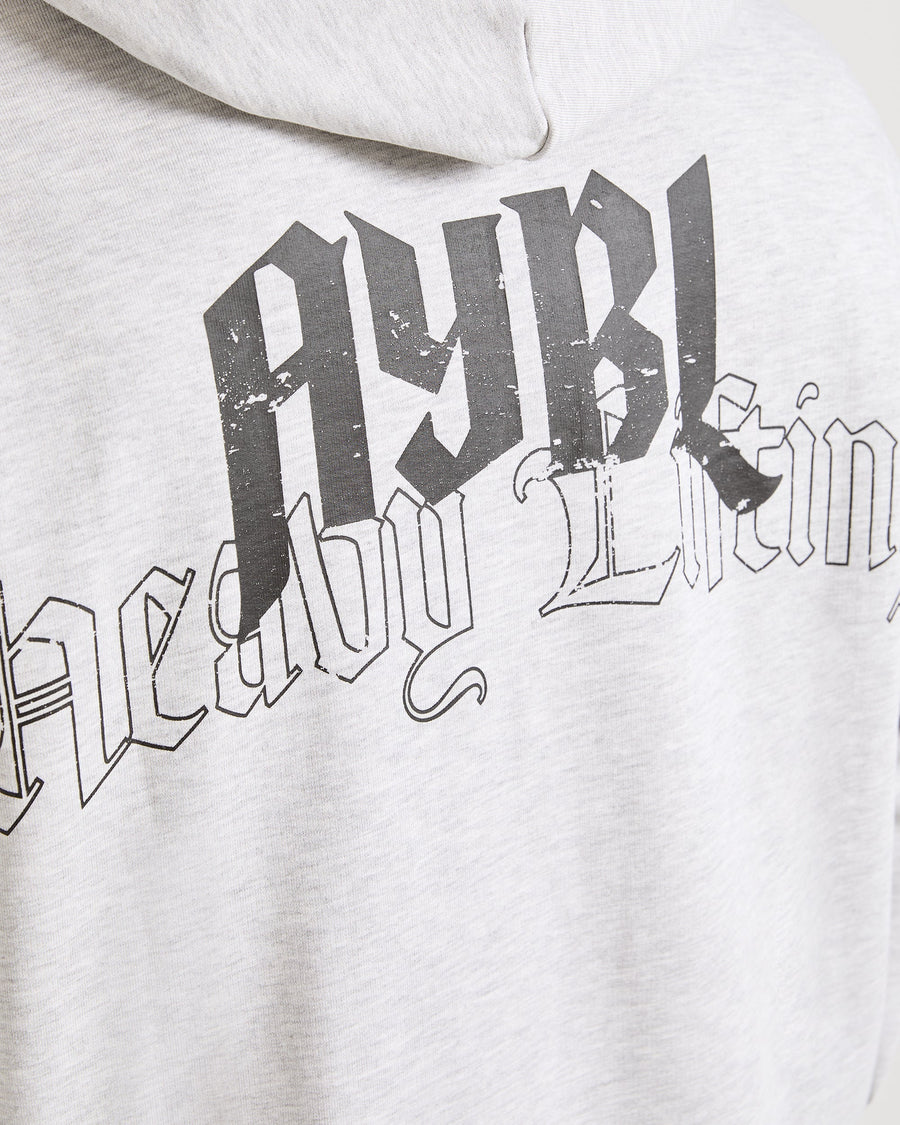 Heavy Lifting Gothic Oversized Hoodie - Gris Marl