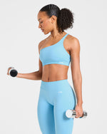 Enhance Seamless One Shoulder Sports Bra - Powder Bleu