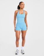 Enhance Seamless Halterneck Top - Powder Bleu