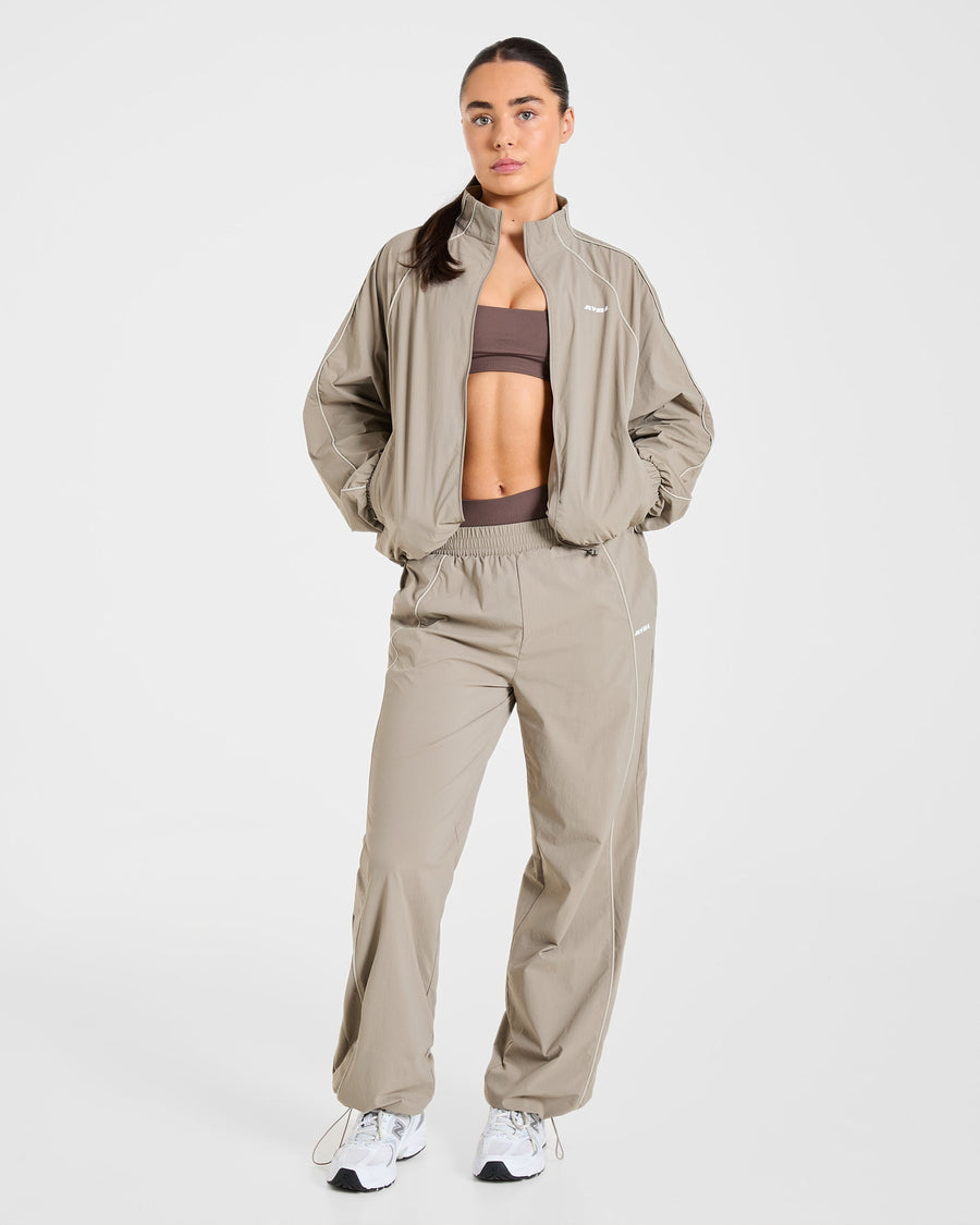 Retro Track Jacket - Taupe