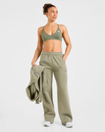 Sports Essentials Oversized Straight Leg Joggers - Muted Olive