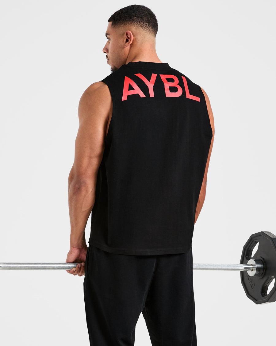 Essential Oversized Graphic Tank - Noir/Rouge