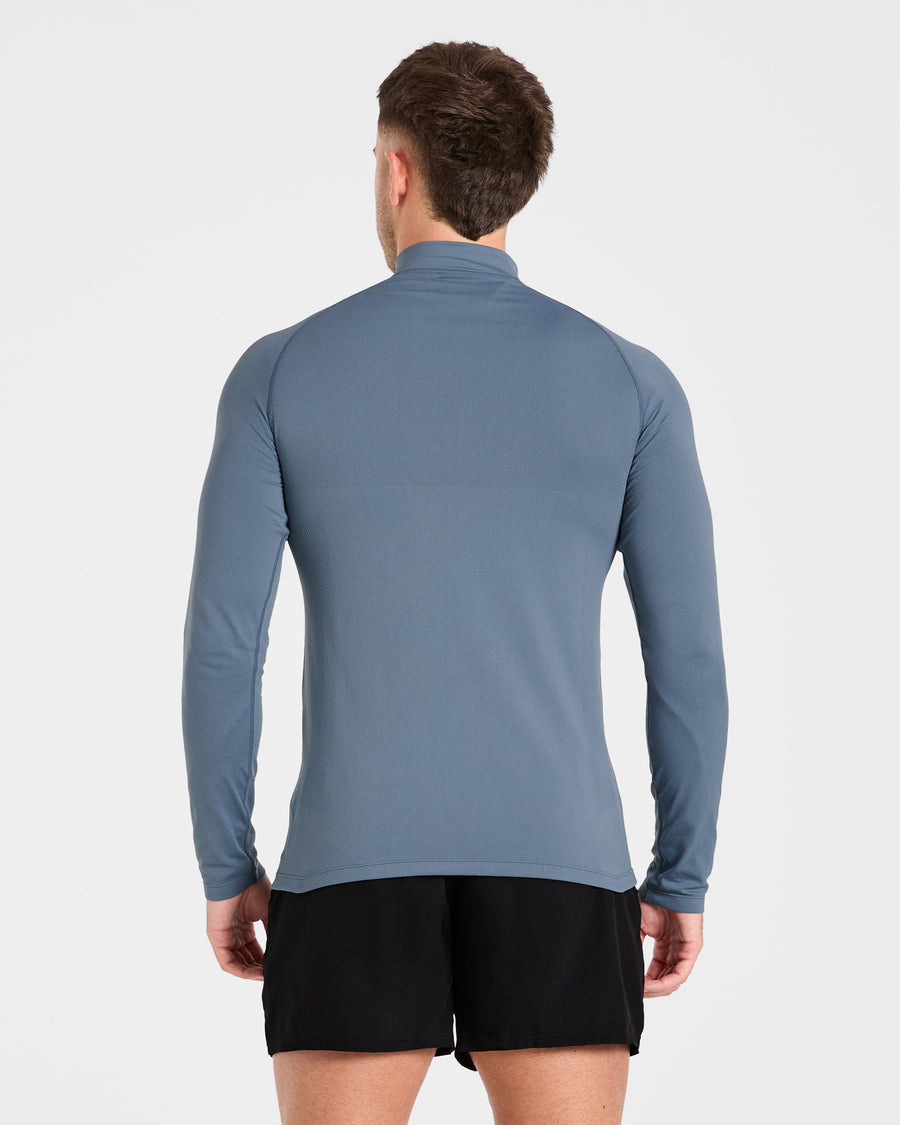 Essential Seamless 1/4 Zip Pullover - Slate Bleu