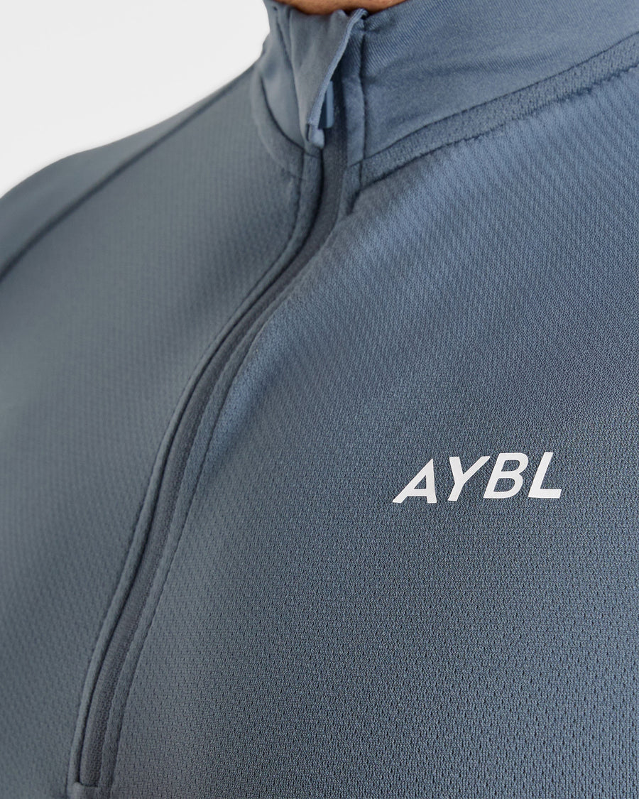 Essential Seamless 1/4 Zip Pullover - Slate Bleu