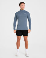 Essential Seamless 1/4 Zip Pullover - Slate Bleu