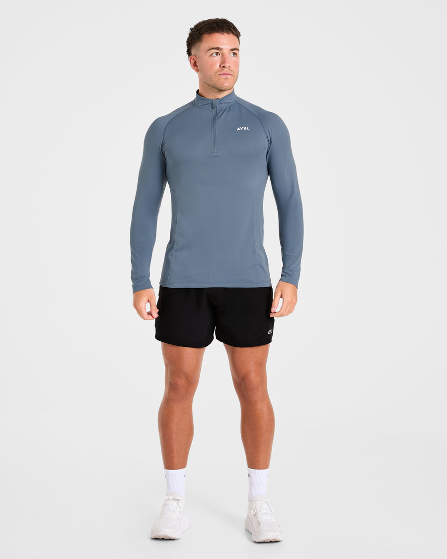 Essential Seamless 1/4 Zip Pullover - Slate Bleu