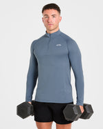 Essential Seamless 1/4 Zip Pullover - Slate Bleu