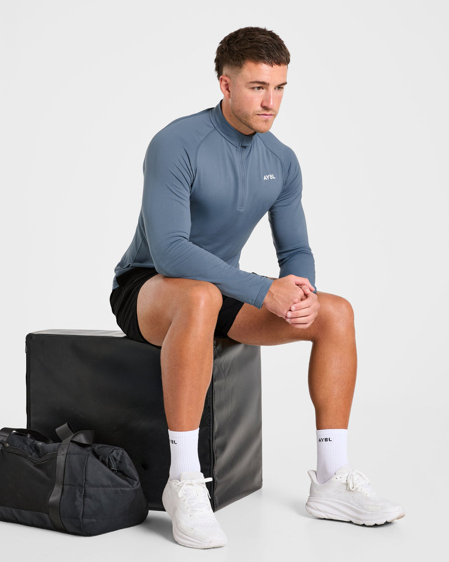 Essential Seamless 1/4 Zip Pullover - Slate Bleu