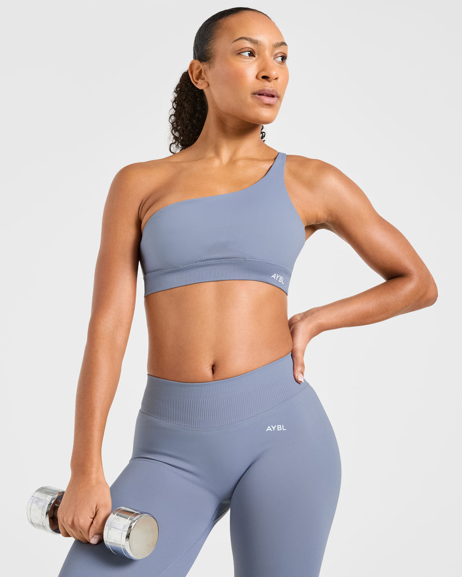 Enhance Seamless One Shoulder Sports Bra - Slate Bleu