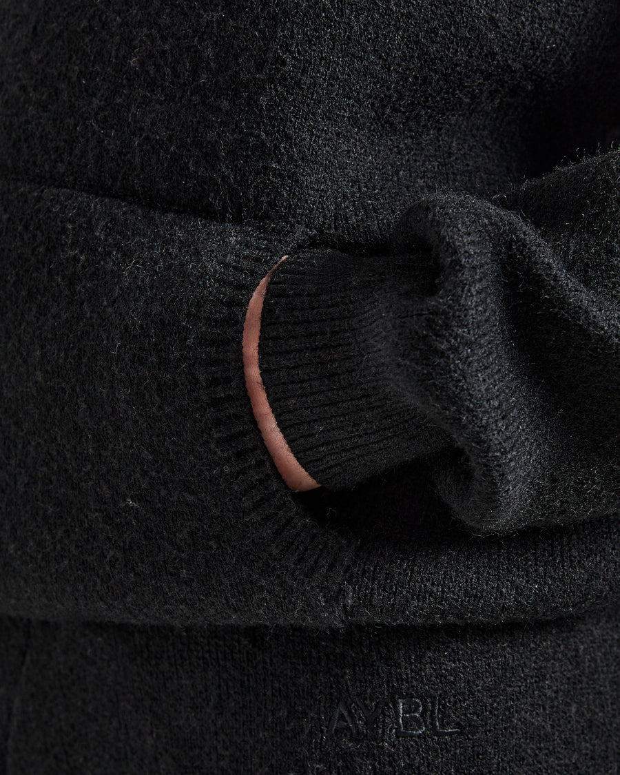 Soft Oversized Knitted Hoodie - Noir