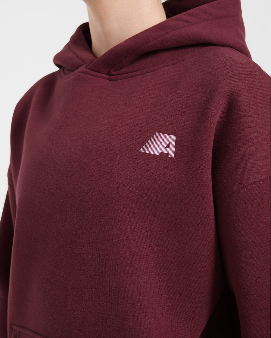 Retro Athletics Oversized Hoodie - Deep Raspberry/Rose