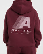Retro Athletics Oversized Hoodie - Deep Raspberry/Rose