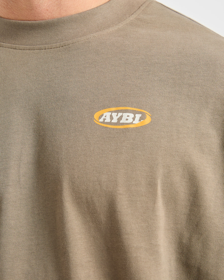 Athletics Script Oversized T Shirt - Olive Sand