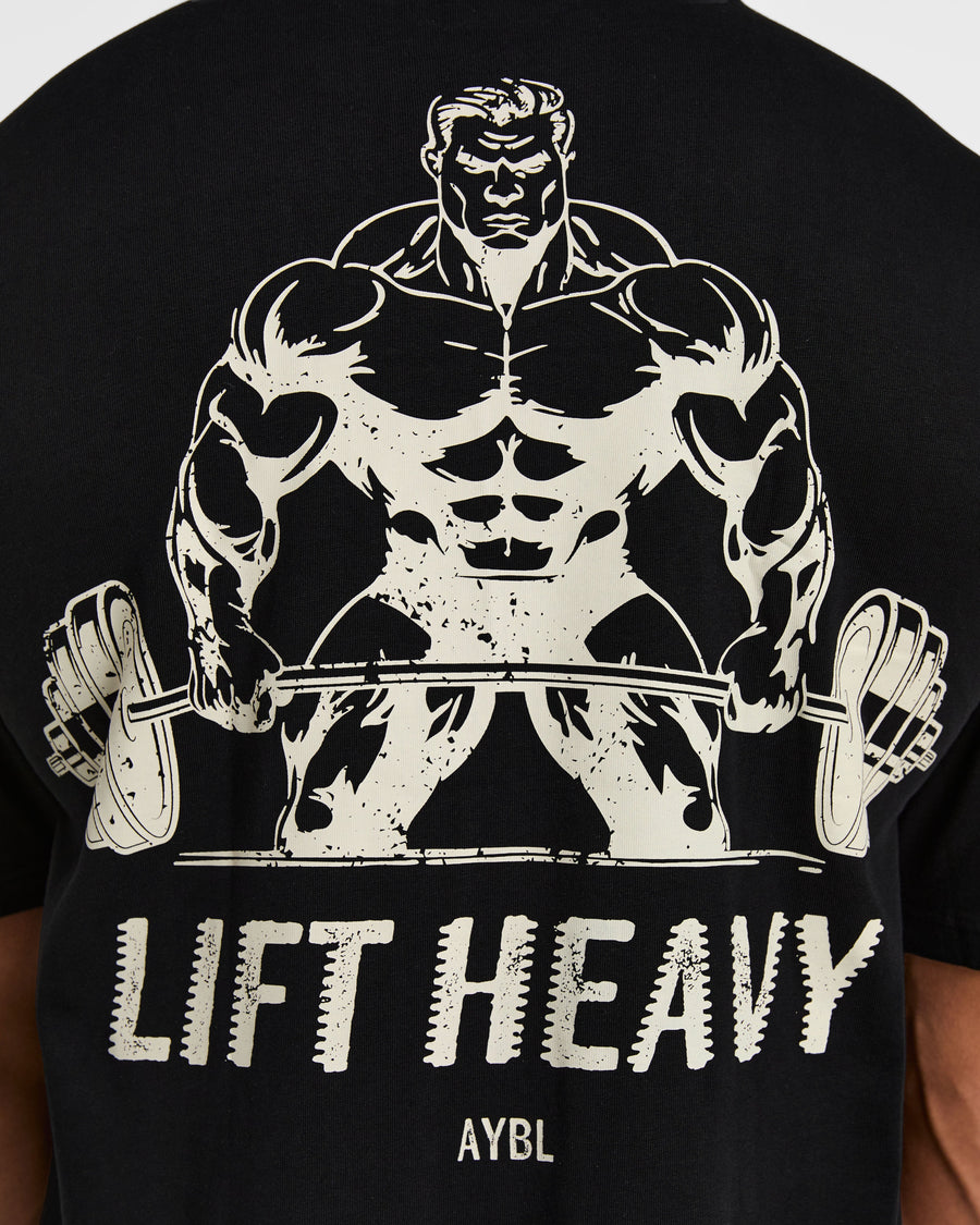 Lift Heavy Oversized T Shirt - Noir/Off Blanc