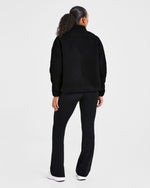 Oversized Zip Up Fleece Jacket - Noir