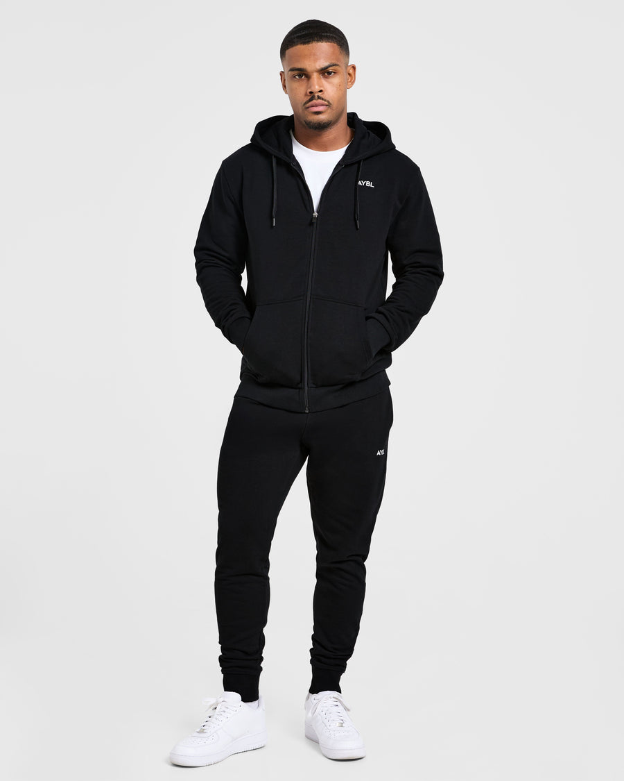 Essential Lightweight Zip Up Hoodie - Noir