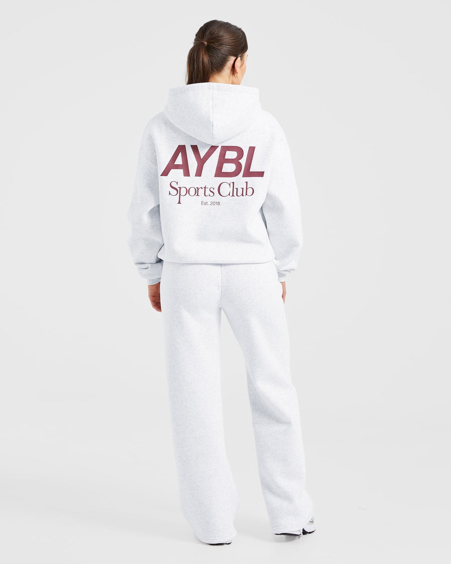 AYBL Sports Club Oversized Straight Leg Joggers - Gris Marl/Burgundy