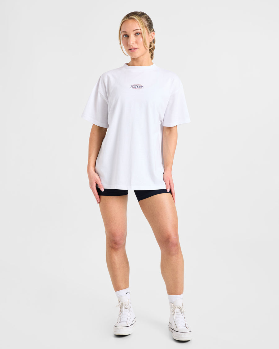 Run Club Oversized T Shirt - Blanc