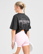 AYBL Strength Studio Oversized T Shirt - Charcoal/Rose