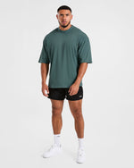 Lift Club Distressed Oversized T Shirt - Washed Teal