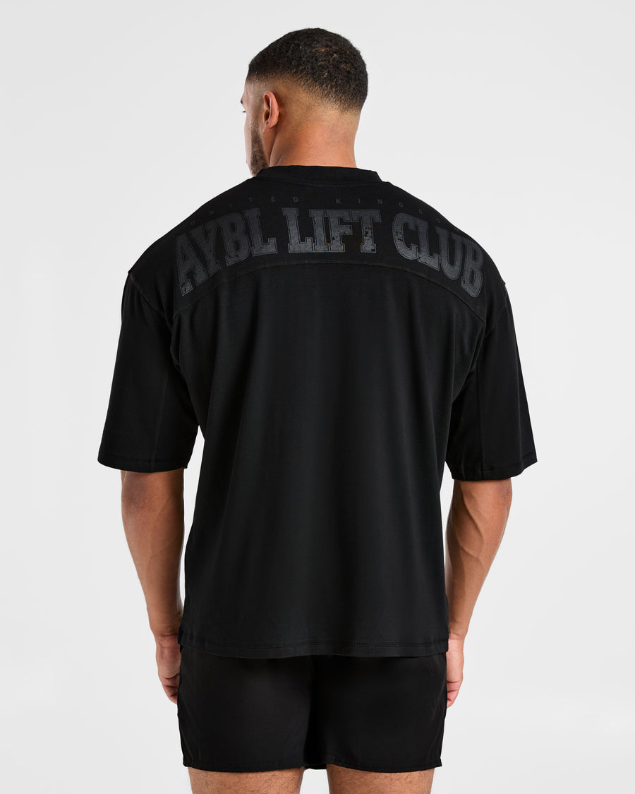Lift Club Distressed Oversized T Shirt - Noir/Charcoal