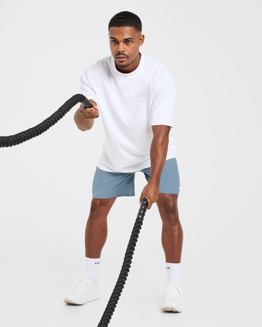 AYBL Strength Club Oversized T Shirt - Blanc/Bleu