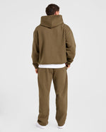 Essential Oversized Straight Leg Joggers- Olive Vert