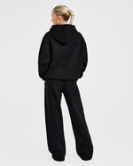 Classic Plush Oversized Straight Leg Joggers - Noir