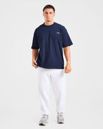 Lifting Essentials Oversized T Shirt - Navy/Jaune